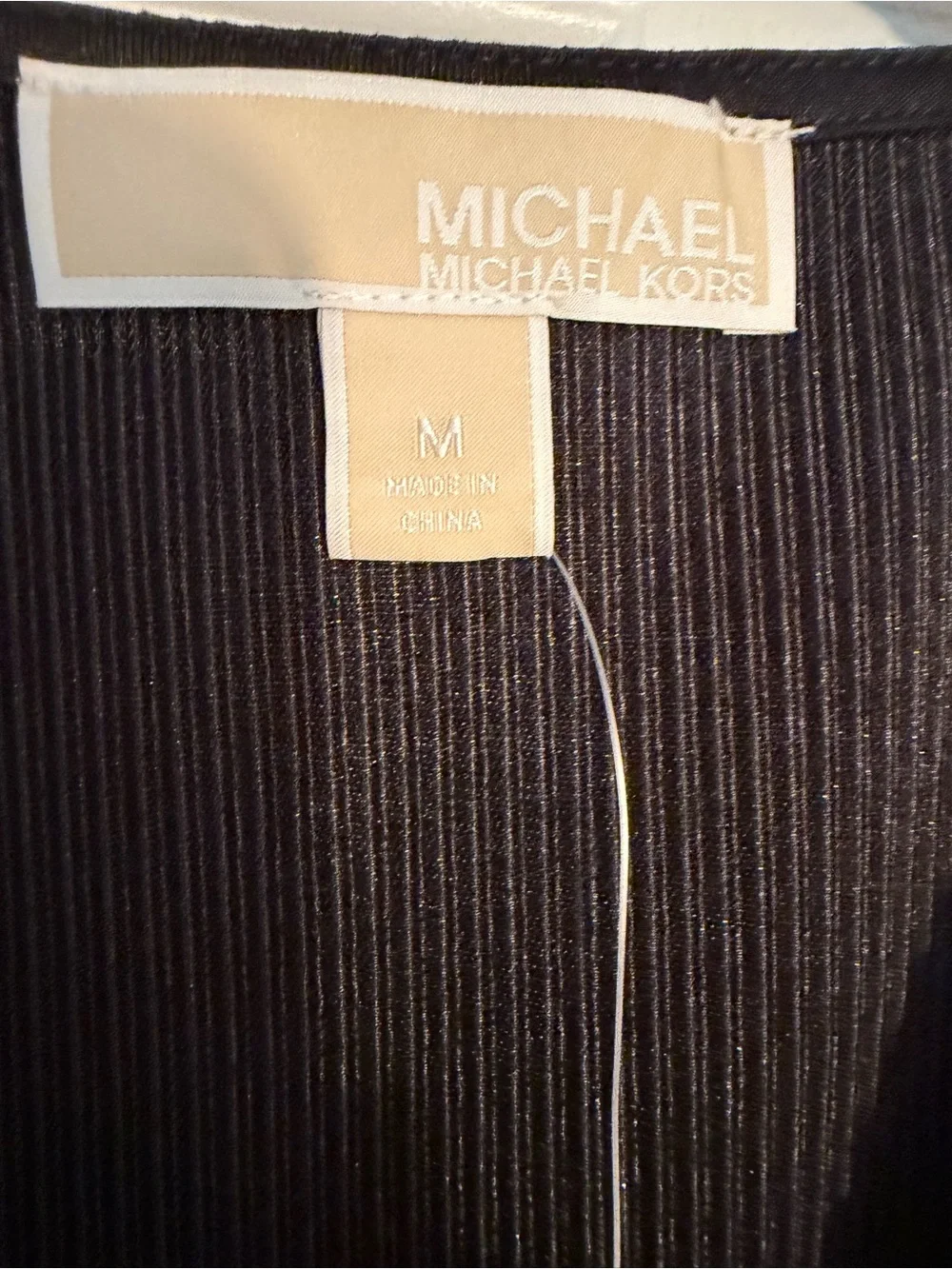 Michael Kors Metallic Gold V neck Dress with Ruffle Hem